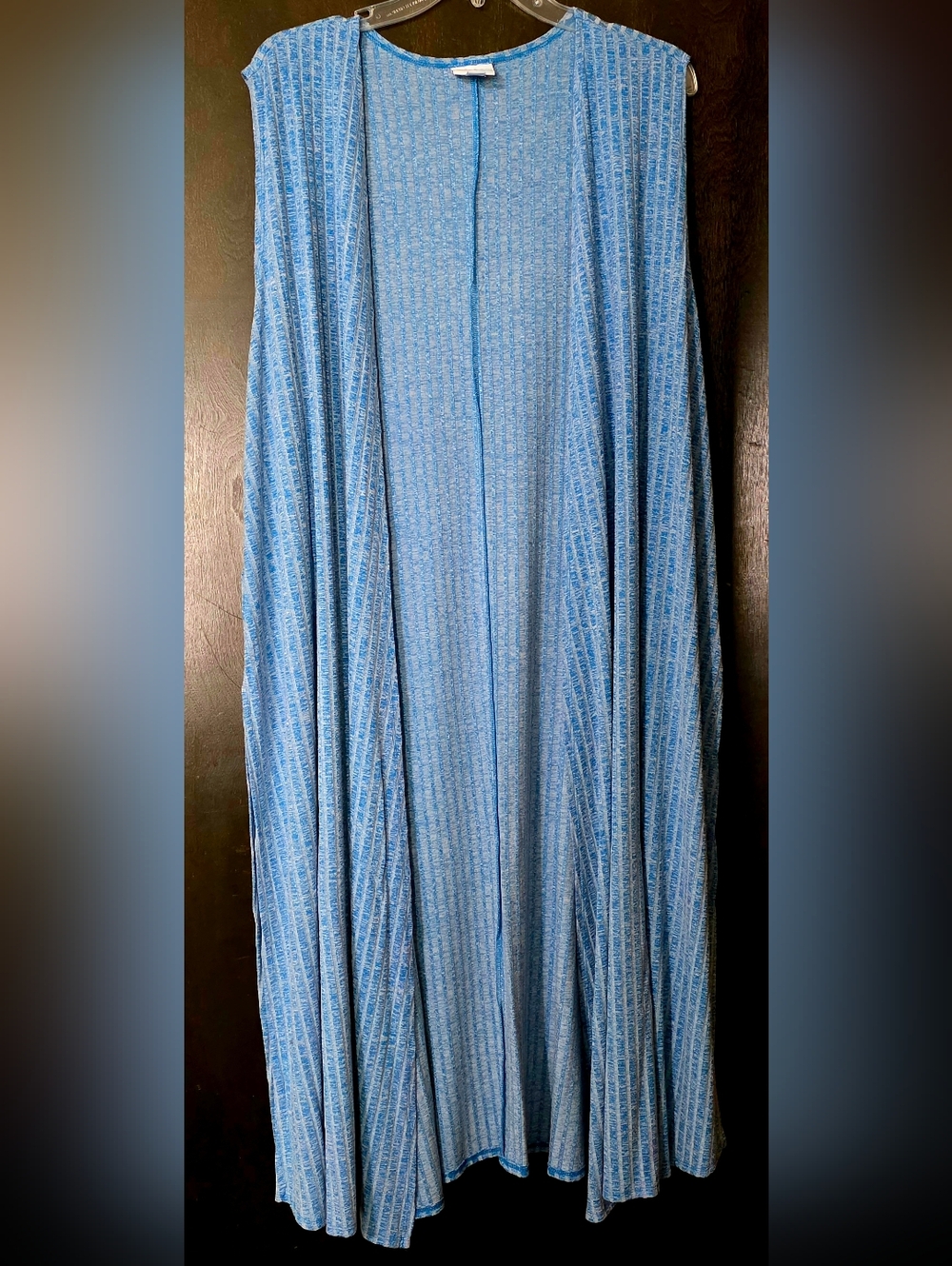 LuLaRoe Sky Blue Textured Maxi Sleeveless Duster Size XL Oversized